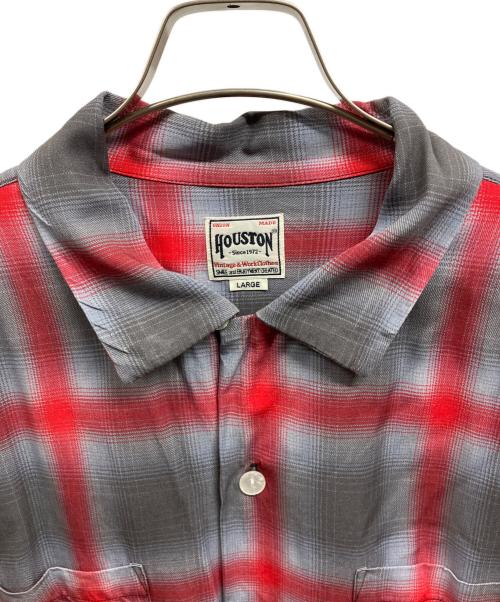 HOUSTON（ヒューストン）HOUSTON (ヒューストン) OMBRE CHECK L/S SHI/HOUSTON グレー×レッド サイズ:XLの古着・服飾アイテム