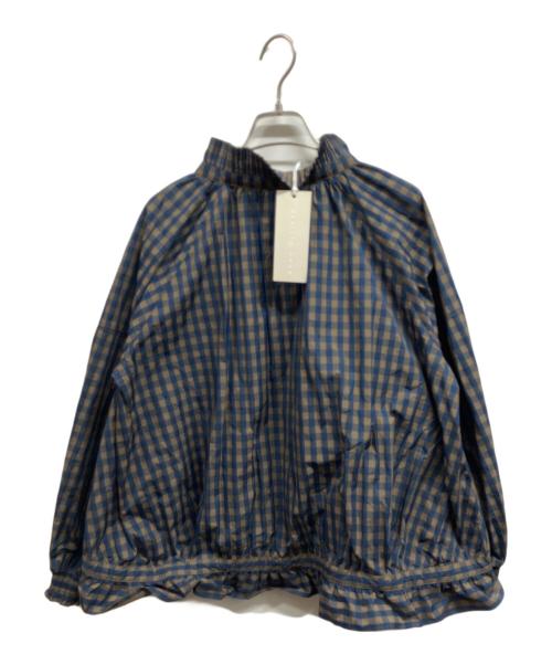 MARILYN MOON（マリリンムーン）MARILYN MOON (マリリンムーン) gingham check pleats frill blouson ネイビー×ブラウン サイズ:FREE 未使用品の古着・服飾アイテム