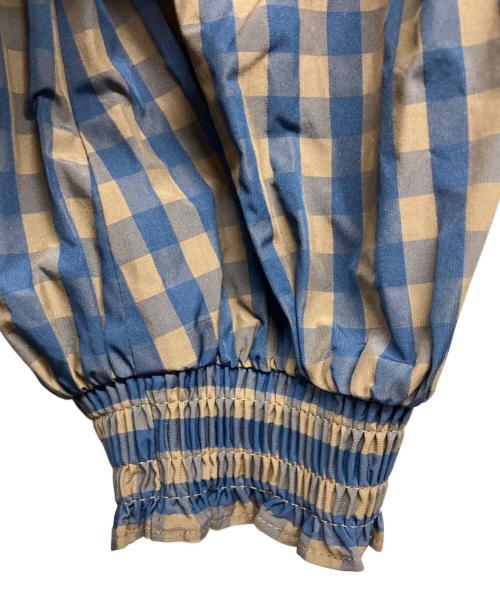 MARILYN MOON（マリリンムーン）MARILYN MOON (マリリンムーン) gingham check pleats frill blouson ネイビー×ブラウン サイズ:FREE 未使用品の古着・服飾アイテム