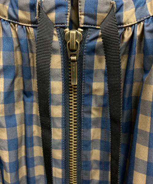 MARILYN MOON（マリリンムーン）MARILYN MOON (マリリンムーン) gingham check pleats frill blouson ネイビー×ブラウン サイズ:FREE 未使用品の古着・服飾アイテム