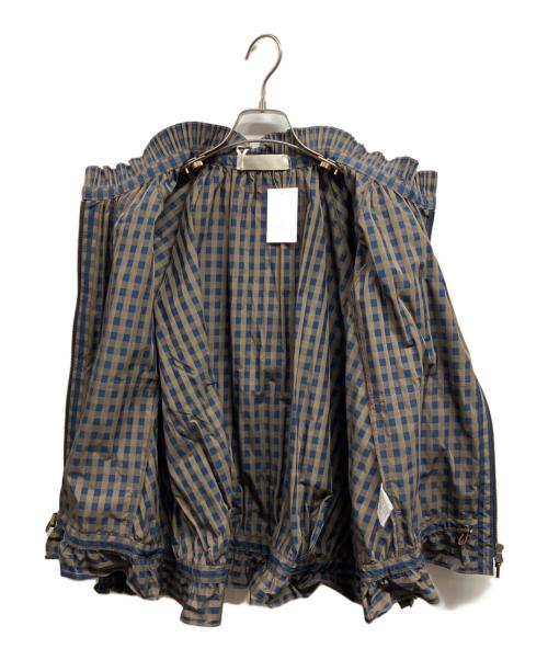 MARILYN MOON（マリリンムーン）MARILYN MOON (マリリンムーン) gingham check pleats frill blouson ネイビー×ブラウン サイズ:FREE 未使用品の古着・服飾アイテム