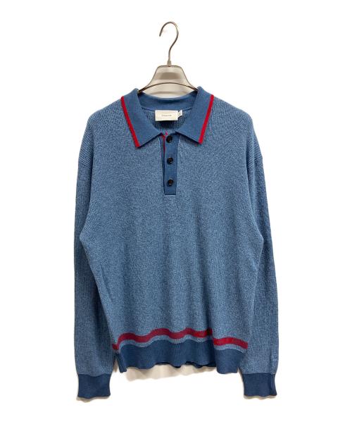 COACH（コーチ）COACH (コーチ) カシミヤブレンドニットポロシャツ/COACH ブルー サイズ:Ⅼの古着・服飾アイテム