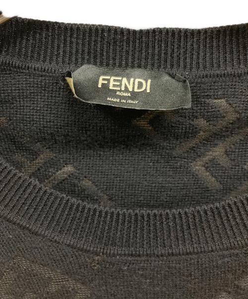 FENDI（フェンディ）FENDI (フェンディ) FFロゴ クルーネックニット ブラック サイズ:50の古着・服飾アイテム