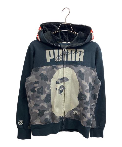 PUMA（プーマ）PUMA (プーマ) A BATHING APE (アベイシングエイプ) SHARK FULL ZIP HOODIE ブラック サイズ:Mの古着・服飾アイテム