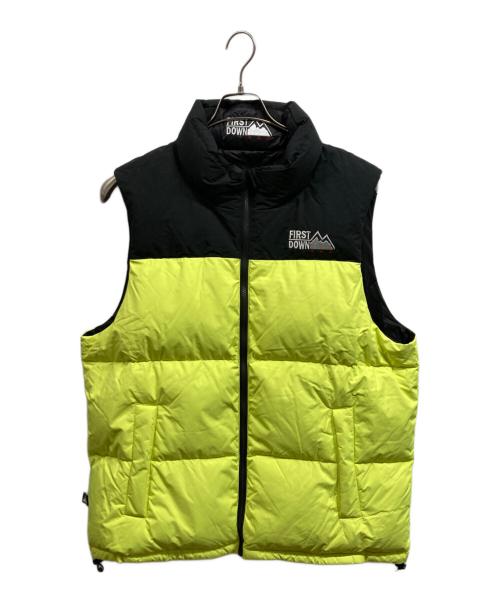 FIRST DOWN（ファーストダウン）FIRST DOWN (ファーストダウン) BUBBLE DOWN VEST MICROFT/FIRST DOWN イエロー サイズ:L 未使用品の古着・服飾アイテム