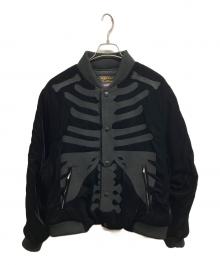 VANSON（バンソン）の古着「SKELTON BONES VELOURS JACKET/VANSON」｜ブラック