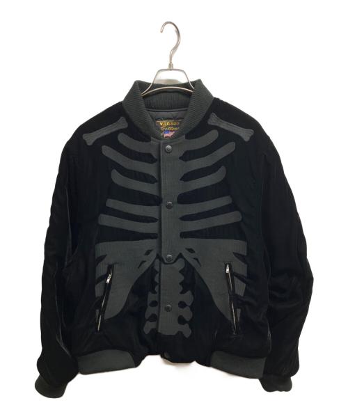 VANSON（バンソン）VANSON (バンソン) SKELTON BONES VELOURS JACKET/VANSON ブラック サイズ:Mの古着・服飾アイテム