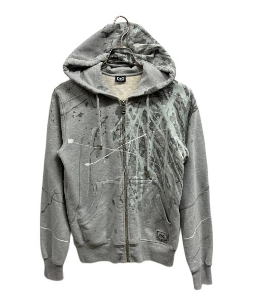 DOLCE & GABBANA（ドルチェ＆ガッバーナ）DOLCE & GABBANA (ドルチェ＆ガッバーナ) ペイント加工ジップパーカー/DOLCE & GABBANA グレー サイズ:sの古着・服飾アイテム