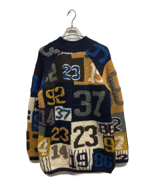 Acne studios（アクネ ストゥディオズ）Acne Studios (アクネ ストゥディオズ) Jerett Numbersニット/Acne Studios ネイビー・ホワイト サイズ:XSの古着・服飾アイテム