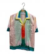 CASABLANCAカサブランカ）の古着「Lucid Dreams graphic-print Silk Shirt」｜ピンク・グリーン