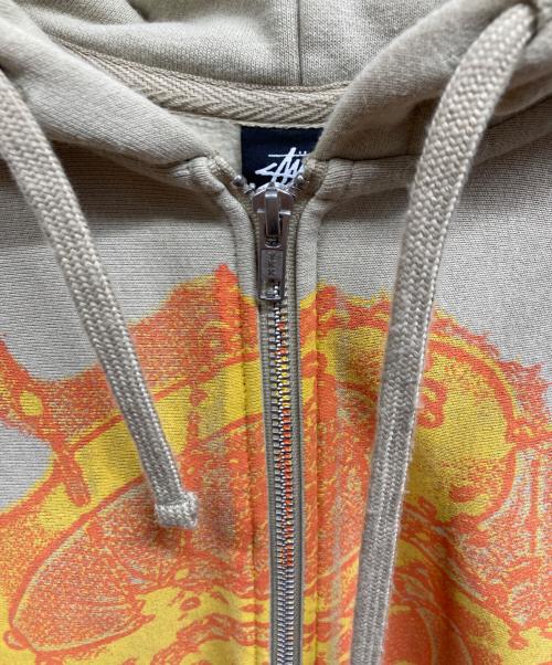 stussy（ステューシー）stussy (ステューシー) WEB ZIP HOODIE ジップパーカー ベージュ サイズ:Lの古着・服飾アイテム