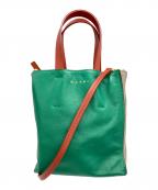 MARNIマルニ）の古着「MUSEOソフトレザートートバック/MARNI」｜グリーン・ベージュ