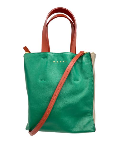 MARNI（マルニ）MARNI (マルニ) MUSEOソフトレザートートバック/MARNI グリーン・ベージュの古着・服飾アイテム