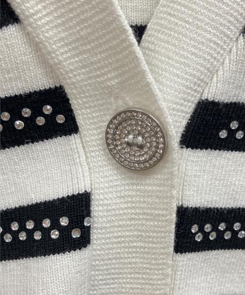 Karl Lagerfeld（カール ラガーフェルド）Karl Lagerfeld (カール ラガーフェルド) ラインストーンカーディガン ホワイト サイズ:XLの古着・服飾アイテム