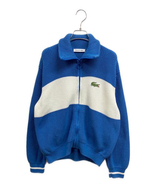LACOSTE（ラコステ）LACOSTE (ラコステ) ローゲージニットスタンドカラージャケット ブルー サイズ:40の古着・服飾アイテム