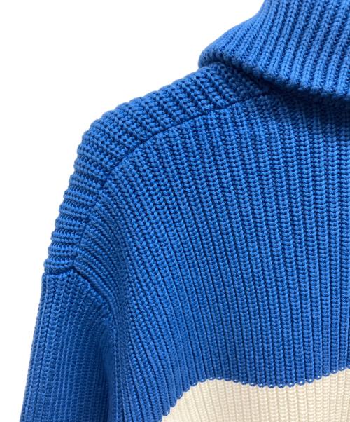 LACOSTE（ラコステ）LACOSTE (ラコステ) ローゲージニットスタンドカラージャケット ブルー サイズ:40の古着・服飾アイテム