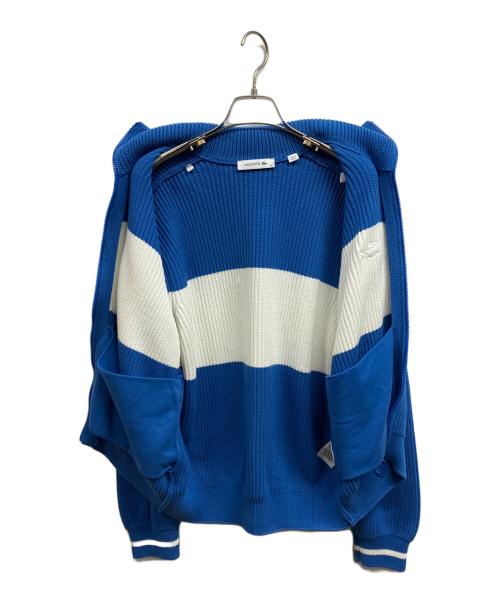 LACOSTE（ラコステ）LACOSTE (ラコステ) ローゲージニットスタンドカラージャケット ブルー サイズ:40の古着・服飾アイテム