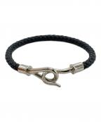 HERMESエルメス）の古着「編み込みレザーブレスレット ジャンボH/HERMES」｜ブラック