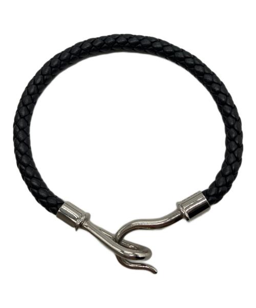 HERMES（エルメス）HERMES (エルメス) 編み込みレザーブレスレット ジャンボH/HERMES ブラックの古着・服飾アイテム