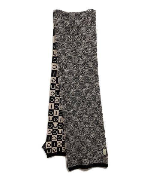GUCCI（グッチ）GUCCI (グッチ) 総柄マフラー/GUCCI ブラック×ベージュの古着・服飾アイテム