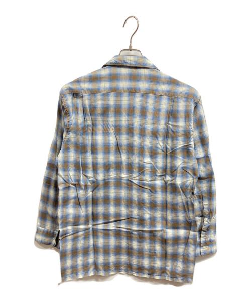 MANHATTN（マンハッタン）MANHATTN (マンハッタン) オープンカラーチェックシャツ ブルー サイズ:Lの古着・服飾アイテム