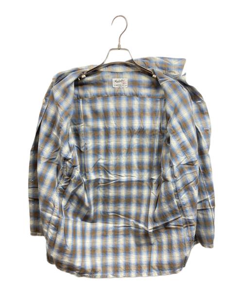 MANHATTN（マンハッタン）MANHATTN (マンハッタン) オープンカラーチェックシャツ ブルー サイズ:Lの古着・服飾アイテム