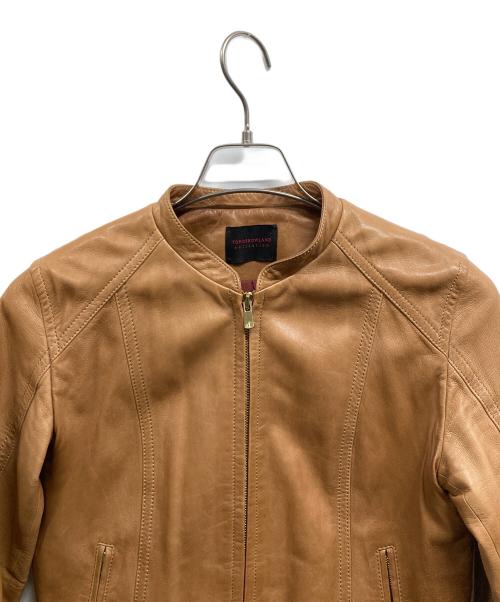 TOMORROW LAND（トゥモローランド）TOMORROW LAND (トゥモローランド) ラムレザー ジップアップブルゾン/TOMORROW LAND ブラウン サイズ:Sの古着・服飾アイテム