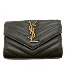 Yves Saint Laurent（イヴサンローラン）の古着「3つ折り財布」｜カーキ