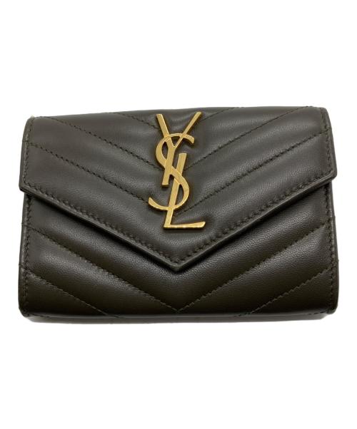 Yves Saint Laurent（イヴサンローラン）Yves Saint Laurent (イヴサンローラン) 3つ折り財布 カーキの古着・服飾アイテム
