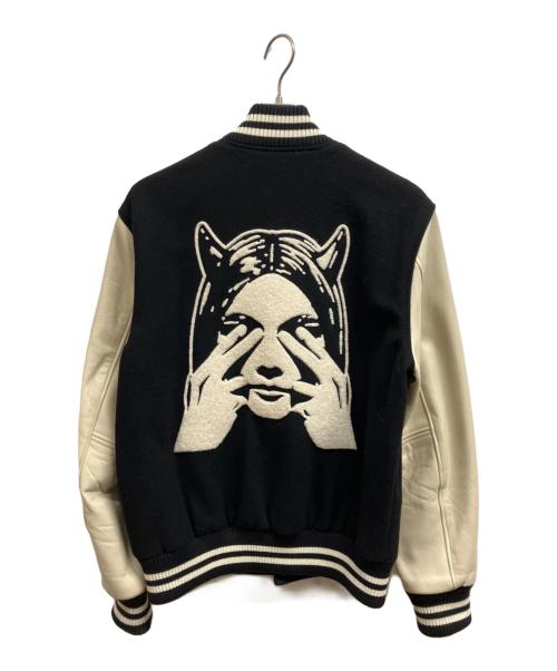 Hysteric Glamour（ヒステリックグラマー）Hysteric Glamour (ヒステリックグラマー) SEE NO EVIL刺繍 ヴァーシティジャケット ブラック サイズ:Lの古着・服飾アイテム