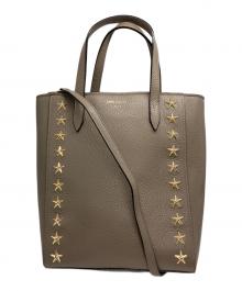 JIMMY CHOO（ジミーチュウ）の古着「ペガシ スタッズ2WAYバッグ」｜グレージュ