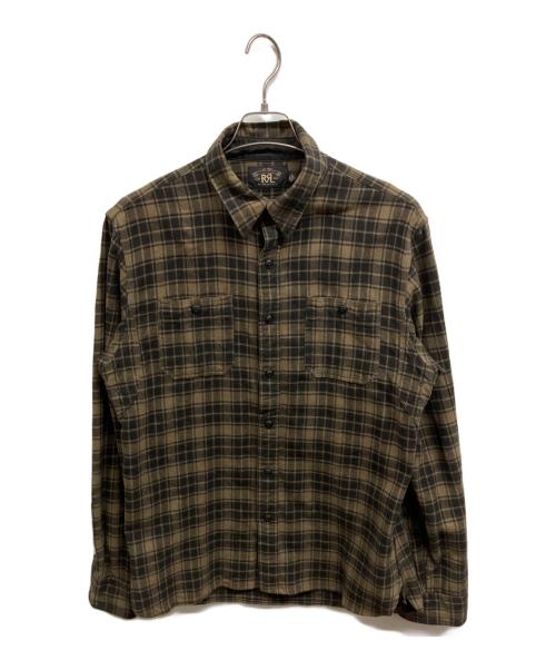 RRL（ダブルアールエル）RRL (ダブルアールエル) チェックシャツ/RRL カーキ サイズ:Mの古着・服飾アイテム