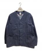 POST O'ALLSポストオーバーオールズ）の古着「De Luxe Railroader 2 DV/Gangster Stripe w/taffeta lining」｜ネイビー