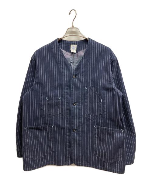 POST O'ALLS（ポストオーバーオールズ）POST O'ALLS (ポストオーバーオールズ) De Luxe Railroader 2 DV/Gangster Stripe w/taffeta lining ネイビー サイズ:Lの古着・服飾アイテム