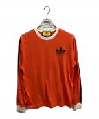 GUCCI×adidasグッチ×アディダス）の古着「アディダス 3ストライプ ロングスリーブTシャツ/GUCCI/adidas」｜オレンジ・ホワイト
