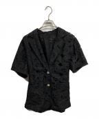 MAISON SPECIALメゾンスペシャル）の古着「Flower Sheer Half-Sleeve Jacket/MAISON SPECIAL」｜ブラック