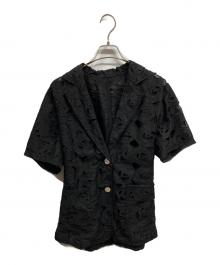 MAISON SPECIAL（メゾンスペシャル）の古着「Flower Sheer Half-Sleeve Jacket/MAISON SPECIAL」｜ブラック