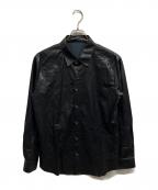 5351 pour les hommes5351プール・オム）の古着「エンボスプリント レザータッチ アラベスク柄 長袖シャツ/5351 pour les hommes」｜ブラック