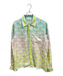 CASABLANCA（カサブランカ）の古着「CASABLANCA CUBAN COLLAR LONG SLEEVE SHIRT/Casablanca」｜ライトブルー・イエロー