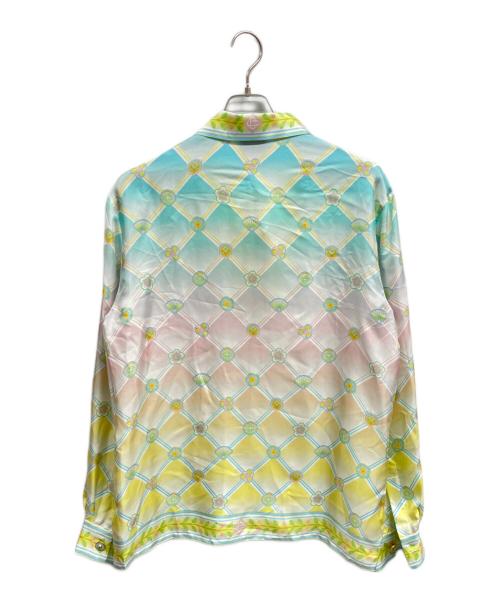 CASABLANCA（カサブランカ）Casablanca (カサブランカ) CASABLANCA CUBAN COLLAR LONG SLEEVE SHIRT/Casablanca ライトブルー・イエロー サイズ:Mの古着・服飾アイテム
