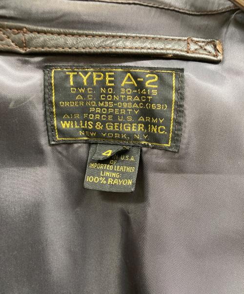 Willis&Geiger（ウィリスアンドガイガー）Willis&Geiger (ウィリスアンドガイガー) A-2 レザージャケット ブラウン サイズ:40の古着・服飾アイテム