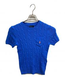 POLO RALPH LAUREN（ポロ・ラルフローレン）の古着「ポケット付きケーブルニット/POLO RALPH LAUREN」｜ブルー
