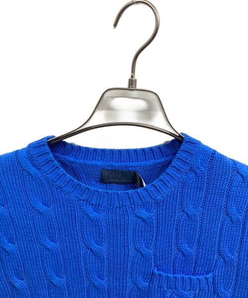 POLO RALPH LAUREN（ポロ・ラルフローレン）POLO RALPH LAUREN (ポロ・ラルフローレン) ポケット付きケーブルニット/POLO RALPH LAUREN ブルー サイズ:S 未使用品の古着・服飾アイテム