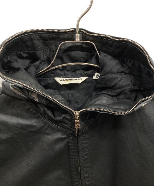 A BATHING APE（アベイシングエイプ）A BATHING APE (アベイシングエイプ) レザー シャーク パーカー/A BATHING APE ブラック サイズ:Mの古着・服飾アイテム