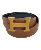 HERMESエルメス）の古着「レザーベルト/HERMES」｜ブラウン×ブラック