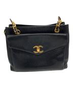 CHANELシャネル）の古着「チェーントートバッグ/CHANEL」｜ブラック