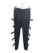 JOHN LAWRENCE SULLIVANジョン ローレンス サリバン）の古着「gabardine bondage trousers J/JOHN LAWRENCE SULLIVAN」｜ブラック