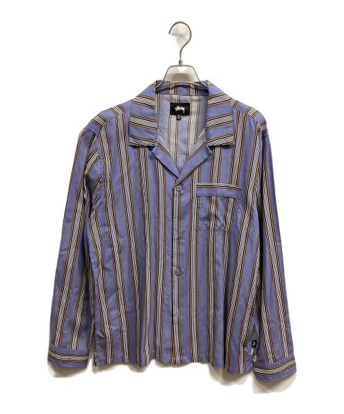 stussy（ステューシー）stussy (ステューシー) マルチストライプシャツ/stussy パープル サイズ:Mの古着・服飾アイテム