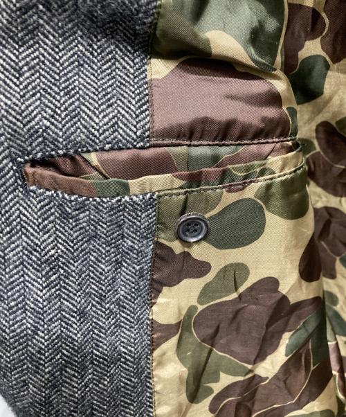 COMME des GARCONS HOMME（コムデギャルソン オム）COMME des GARCONS HOMME (コムデギャルソン オム) 裏地カモ柄ヘリンボーンコート グレー サイズ:Sの古着・服飾アイテム