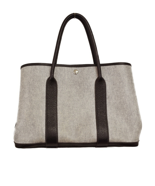 HERMES（エルメス）HERMES (エルメス) ガーデンパーティPM グレー×ブラック サイズ:下記参照 ガーデンパーティPM T刻印（2015年製造）トワルアッシュの古着・服飾アイテム